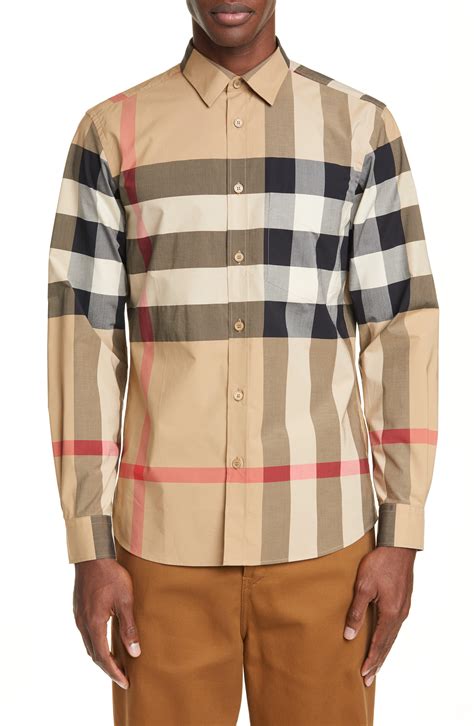 burberry plaid black buton down|Burberry shirts for men.